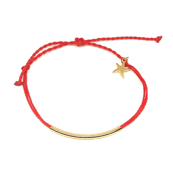 Handmade Gold Tube Bracelet in Tomato