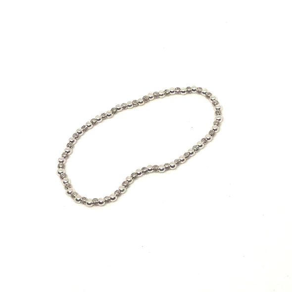 Positivity Small Bead Stretch Bracelet in Sterling Silver