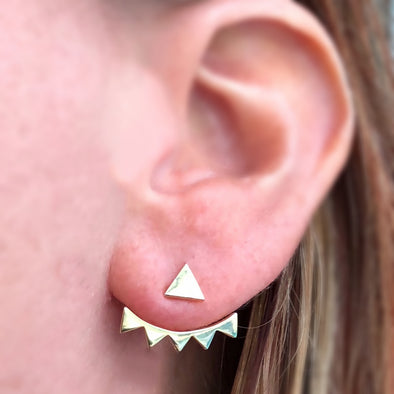 Power Triangle with Multi-triangle Jacket Earrings in Sterling Silver with 14k Plated Gold