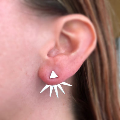  Power Triangle with Starburst Jacket Earrings in Sterling Silver